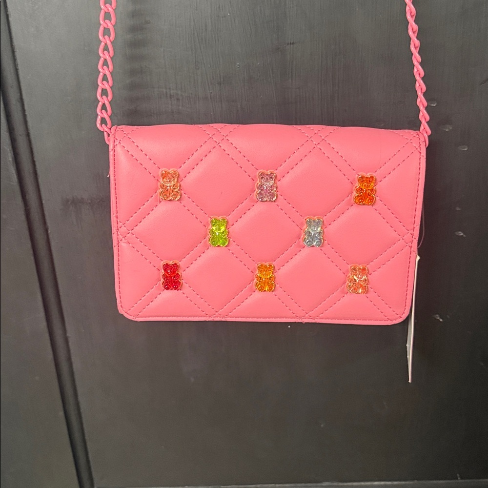 Pink Quilted Women's Bag with Colorful Accents